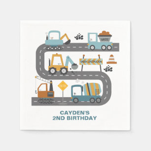 Serviette En Papier Anniversaire de camion de construction