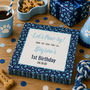 Serviette En Papier Anniversaire de chien personnalisé Empreinte de pa