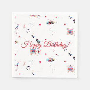 Serviette En Papier anniversaire de cirque personnalisé inspiré du car