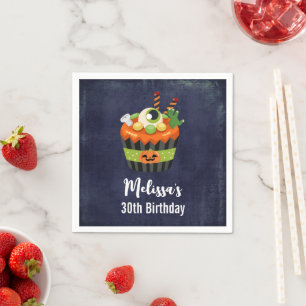 Serviette En Papier Anniversaire de Cupcake d'Halloween mignonne et Dé