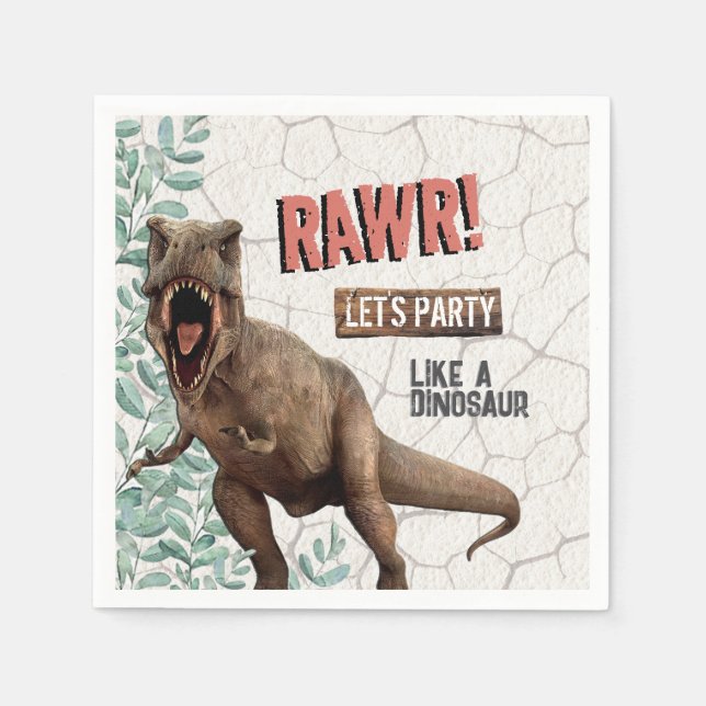 Serviette En Papier Anniversaire de Dinosaur (Devant)