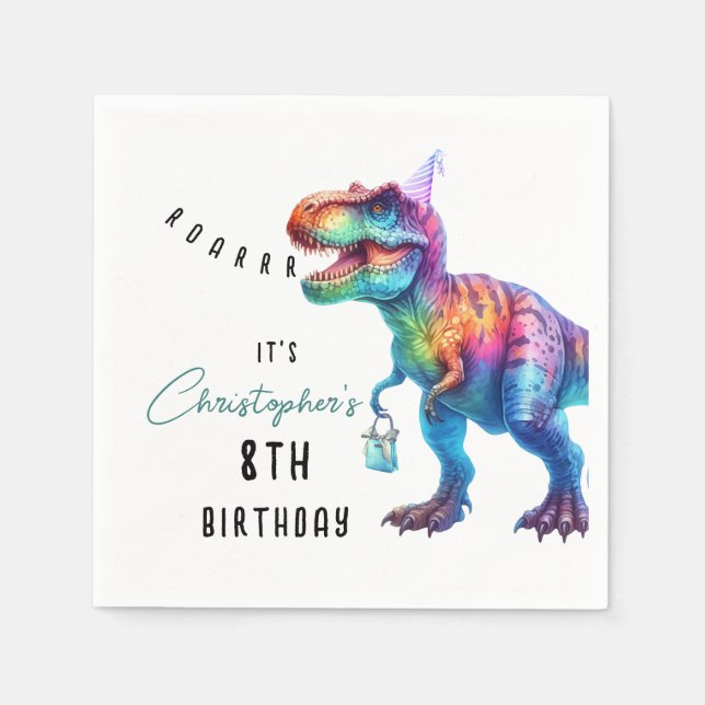 Serviette En Papier Anniversaire de Dinosaur Rex (Devant)