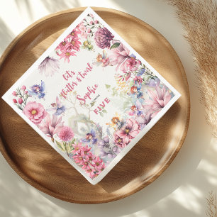 Serviette En Papier Anniversaire de enfant d'aquarelle de jardin de fé