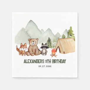 Serviette En Papier Anniversaire de enfant de camping moderne Woodland