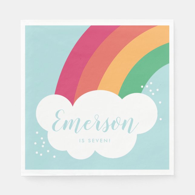 Serviette En Papier Anniversaire de enfant de nuage arc-en-ciel (Devant)