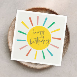 Serviette En Papier Anniversaire de enfant de script Sun brillant