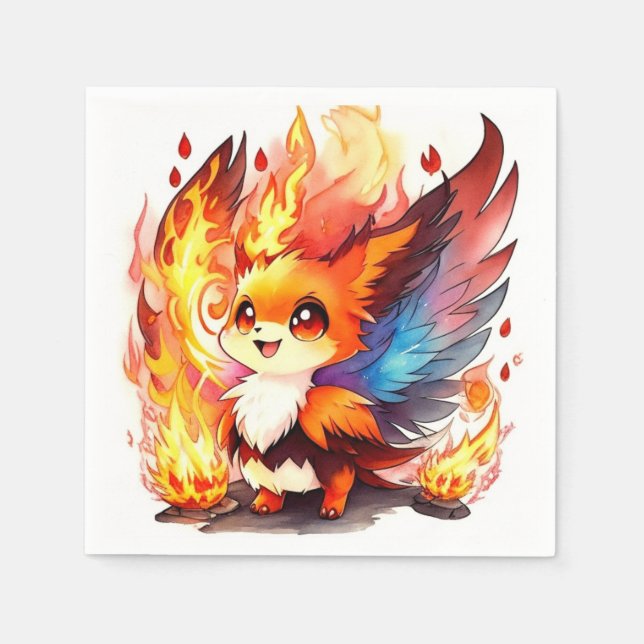 Serviette En Papier Anniversaire de enfant d'incendie Phoenix (Devant)