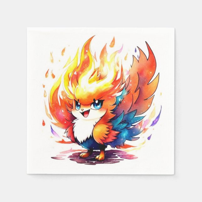 Serviette En Papier Anniversaire de enfant d'incendie Phoenix (Devant)