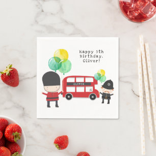 Serviette En Papier Anniversaire de enfant du thème du bus de Londres 