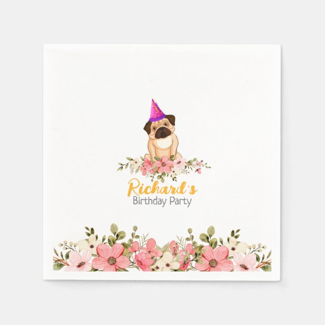 Serviette En Papier Anniversaire de enfant floral mignon (Devant)
