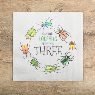 Serviette En Papier Anniversaire de enfant Love Bugs Beetles
