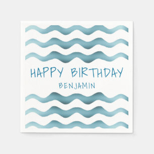 Serviette En Papier Anniversaire de enfant Marine Blue Waves