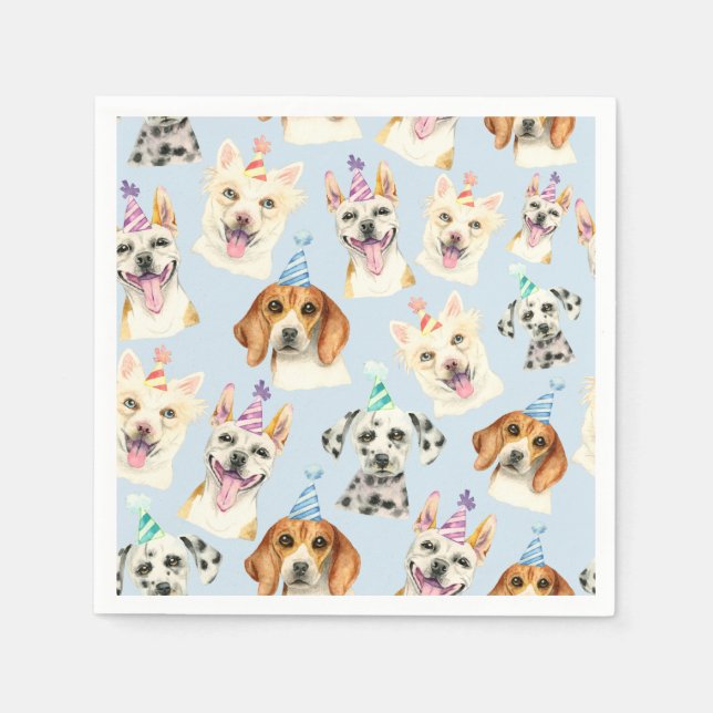 Serviette En Papier Anniversaire de enfant Motif Chien Chien Chien Chi (Devant)