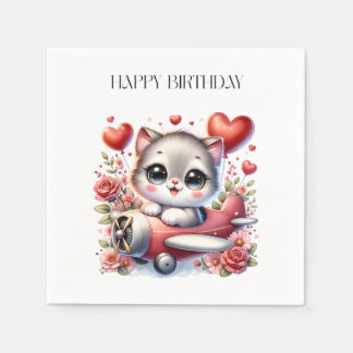 Serviette En Papier Anniversaire de Kitten Pilot