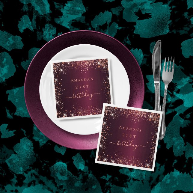 Serviette En Papier Anniversaire de la Bourgogne rose (Créateur téléchargé)