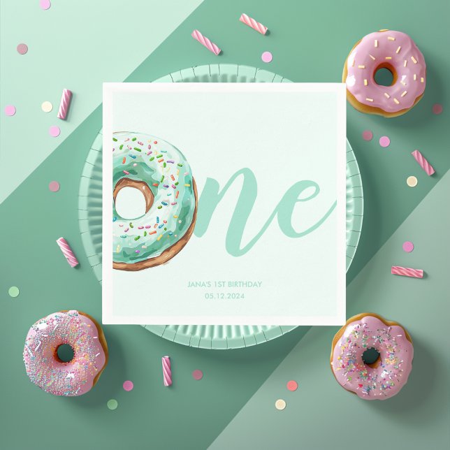 Serviette En Papier Anniversaire de la Donut verte (Créateur téléchargé)