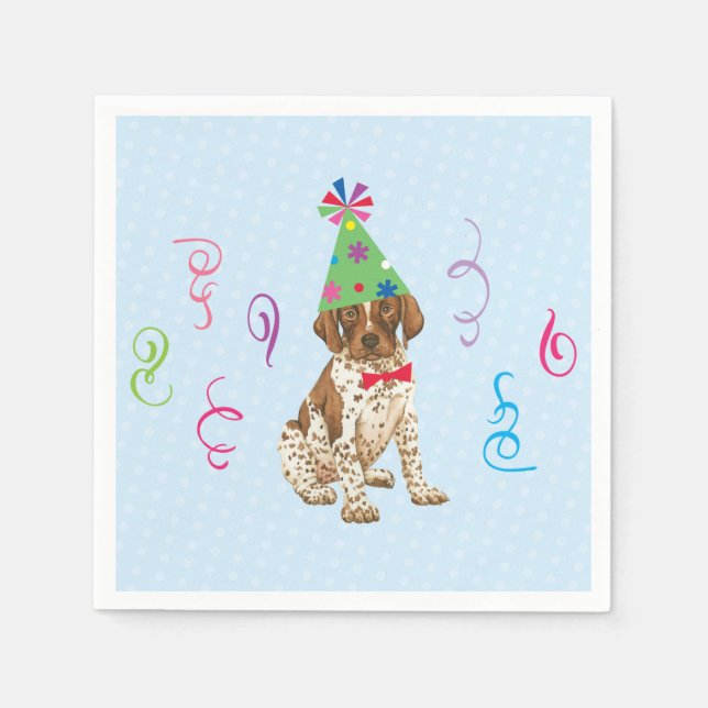 Serviette En Papier Anniversaire de la fête Allemand Pointeur à cheveu (Devant)