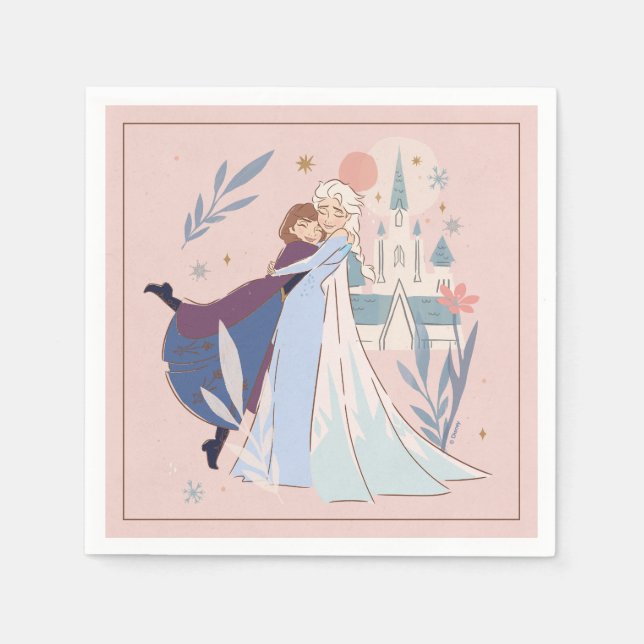 Serviette En Papier Anniversaire de la fille florale congelée de Disne (Devant)
