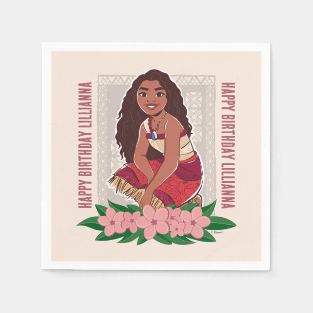 Serviette En Papier Anniversaire de la fille Moana Disney (Devant)