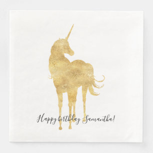 Serviette En Papier Anniversaire de la licorne d'or
