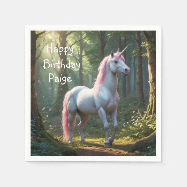 Serviette En Papier Anniversaire de la licorne magique (Devant)