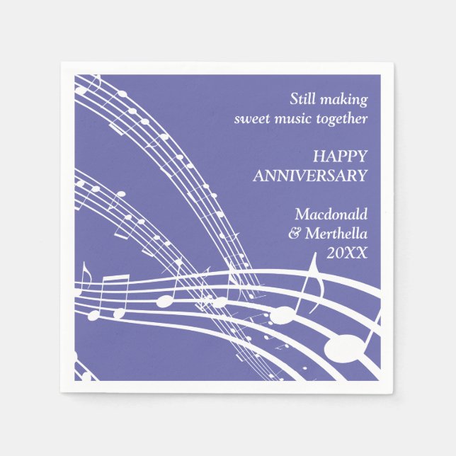 Serviette En Papier Anniversaire de la musique moderne Mauve SWEET (Devant)