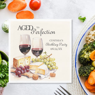 Serviette En Papier Anniversaire de la perfection Vin et fromage