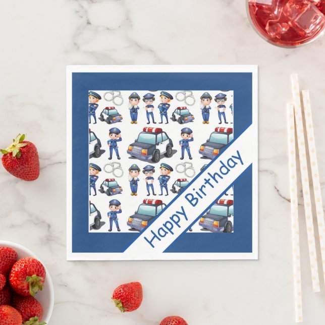 Serviette En Papier Anniversaire de la police (En situation)