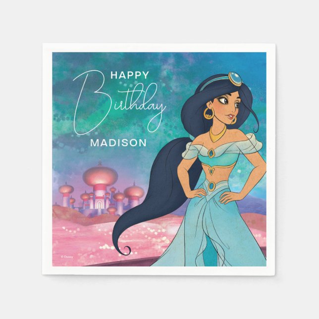 Serviette En Papier Anniversaire de la princesse Jasmine enchantée (Devant)