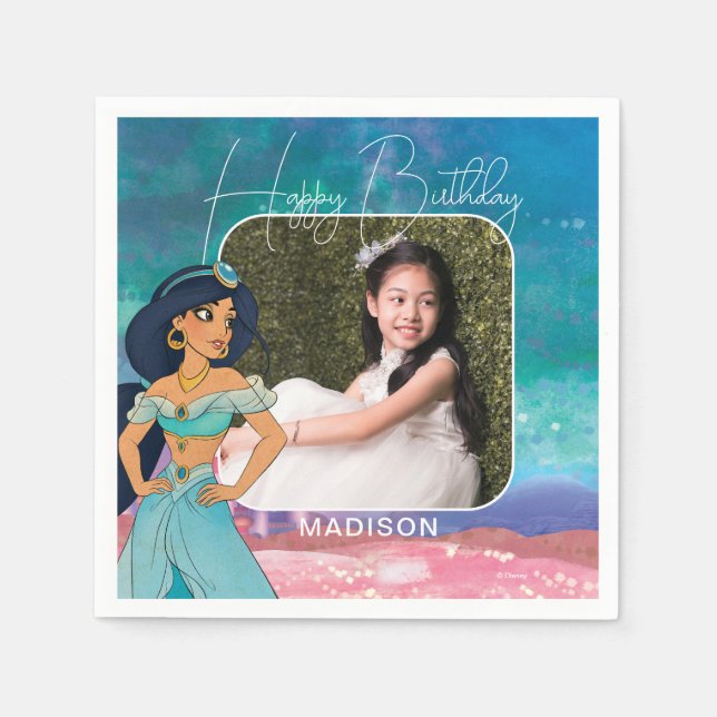 Serviette En Papier Anniversaire de la princesse Jasmine enchantée (Devant)