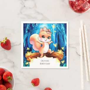 Serviette En Papier Anniversaire de l'écureuil lunaire coloré