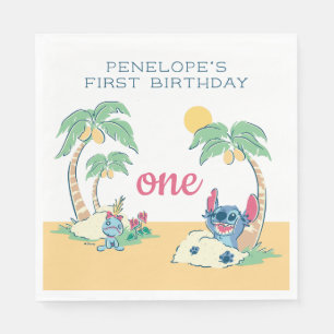 Serviette En Papier Anniversaire de Lilo et Stitch Beach
