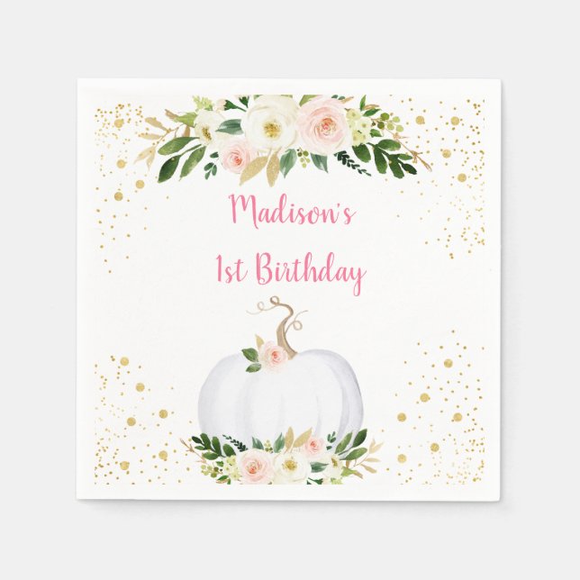 Serviette En Papier Anniversaire de l'or rose petit Citrouille (Devant)