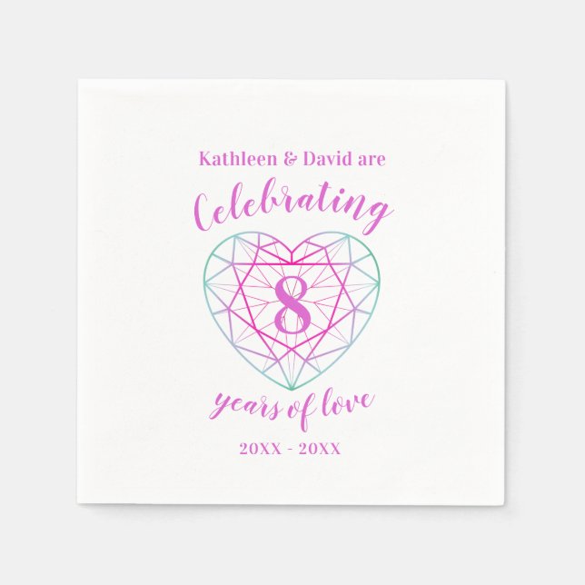Serviette En Papier Anniversaire de mariage 8 ans d'amour serviettes (Devant)