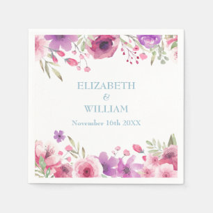 Serviette En Papier Anniversaire de mariage diamant Roses de campagne 