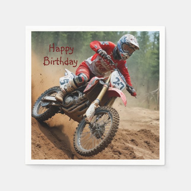 Serviette En Papier Anniversaire de Motocross (Devant)