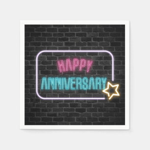 Serviette En Papier Anniversaire de Neon Connexion Mur de briques