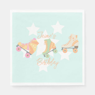 Serviette En Papier Anniversaire de patin à roulettes Étoiles pastel