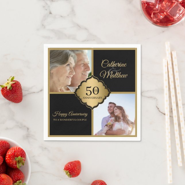 Serviette En Papier Anniversaire de photo personnalisé (En situation)