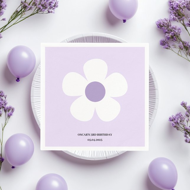 Serviette En Papier Anniversaire de Purple Daisy | Table des fêtes flo (Créateur téléchargé)
