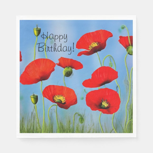 Serviette En Papier Anniversaire de Red Poppy (Devant)