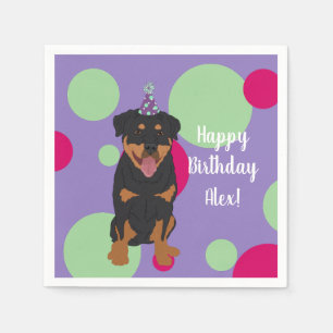 Serviette En Papier Anniversaire de Rottweiler personnalisable