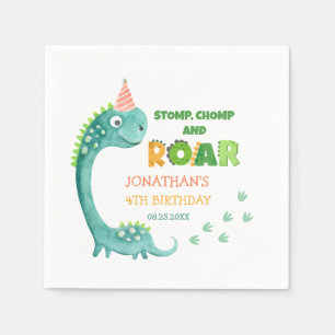 Serviette En Papier Anniversaire de rugissement de mastication de piét