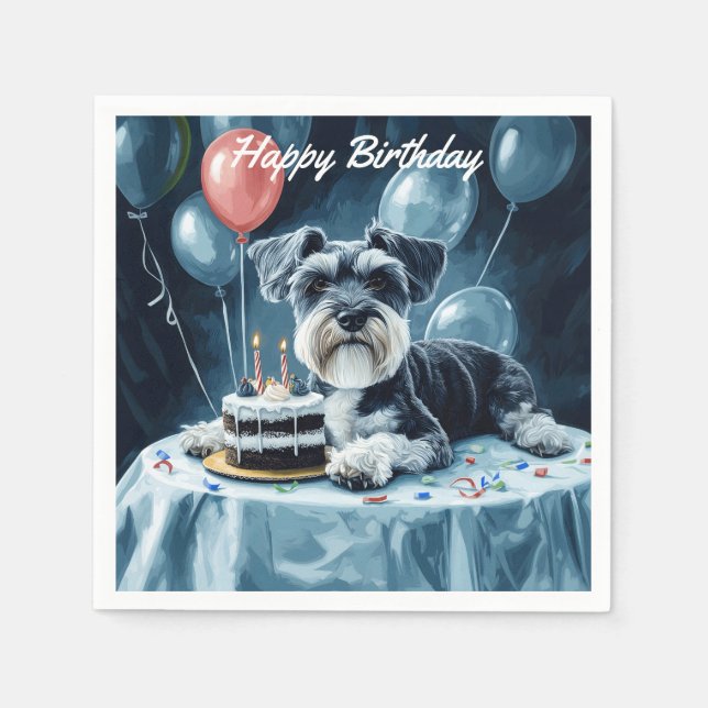 Serviette En Papier Anniversaire de Schnauzer (Devant)