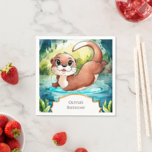 Serviette En Papier Anniversaire de Simple Lake Otter