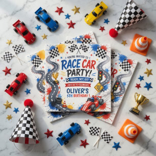 Serviette En Papier Anniversaire de voiture de course Fête de course