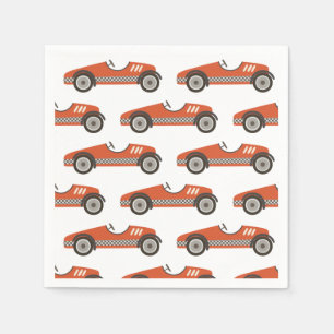 Serviette En Papier Anniversaire de voiture de course vintage rouge