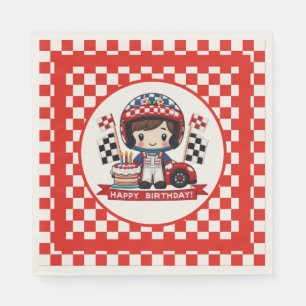 Serviette En Papier Anniversaire d'enfant pilote de voiture de course 