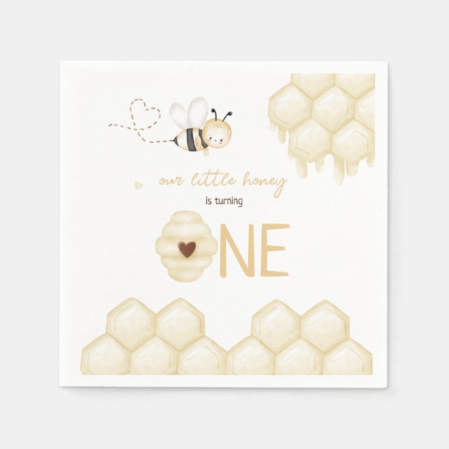 Serviette En Papier Anniversaire des abeilles de miel, Thème des abeil (Devant)