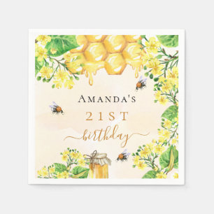 Serviette En Papier Anniversaire des abeilles miel fleurons jaunes été